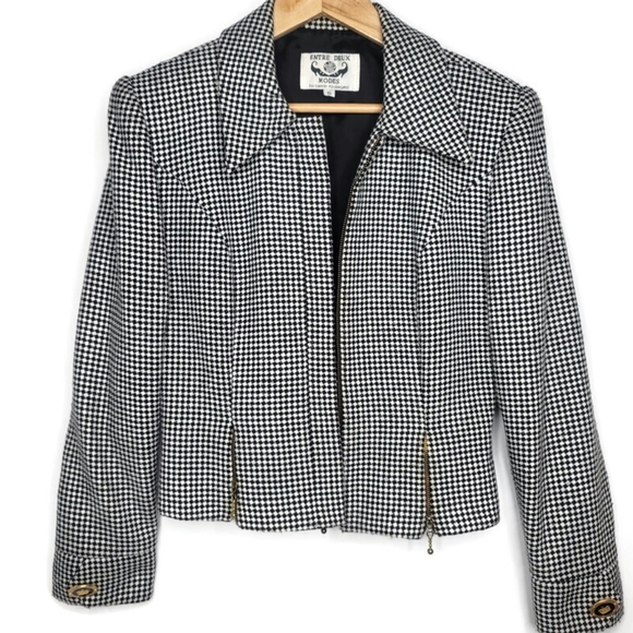 entre deux modes by carrie rouveyrol black and white checkard jacket. Size 6 - Picture 3 of 7